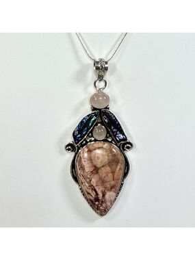 Mexican Birds Eye Rose Quartz 925 Gemstone Pendant ONLY